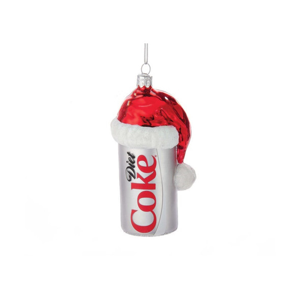 Kurt Adler Coca-Cola Glass Diet Coke Can With Santa Hat Ornament, 4.5"