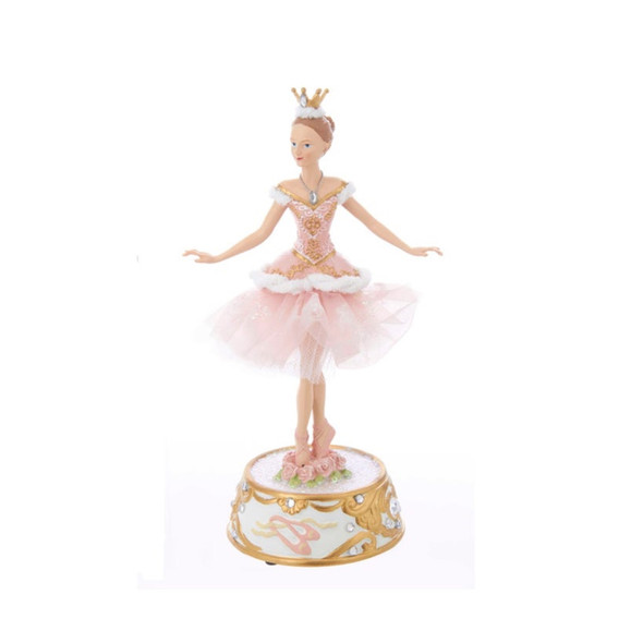 Kurt Adler Pink Ballerina Figure with Musical Base Table Piece, 10"