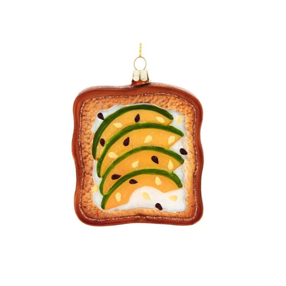 Kurt Adler Noble Gems Glass Ornament for Christmas Tree, Avocado Toast