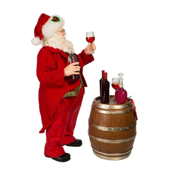 Kurt Adler Fabriche Collection, Wine Tasting Santa, 2-Piece Set, 10.5"