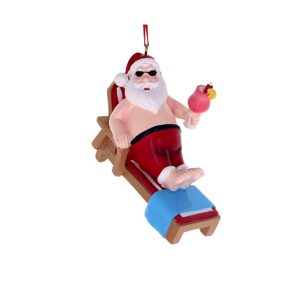 Kurt Adler Resin Ornament for Christmas Tree, Lounge Chair Santa