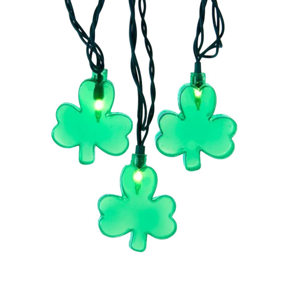 Kurt Adler Indoor/Outdoor Novelty String 10-Light Set, Shamrock, 11.5'