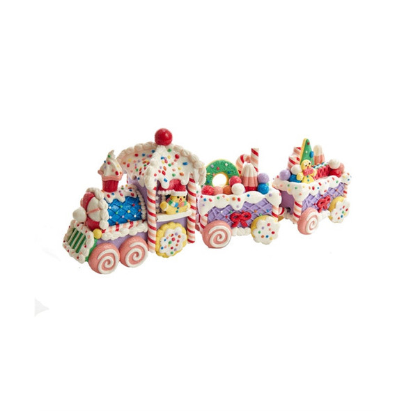 Kurt Adler Christmas Figurine, Clay dough Gingerbread Train Set, 13.5in