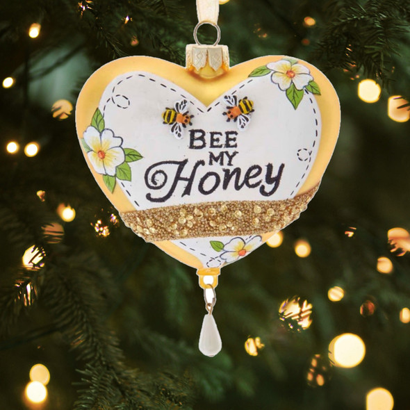 Kurt Adler Glass Ornament for Christmas Tree, Bee My Honey