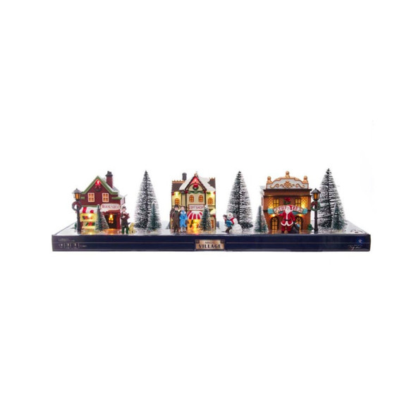 Kurt Adler 5.5-Inch Battery-Operated LED Lit Christmas Village, 17 Piece Set