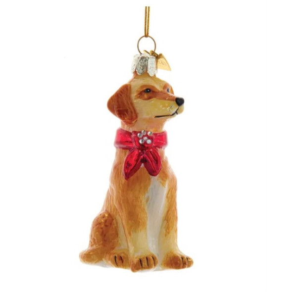 Kurt Adler Noble Gems Glass Ornament for Christmas Tree, Yellow Lab Retriever