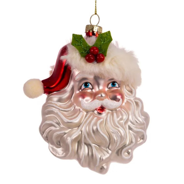 Kurt Adler Ornaments for Christmas Tree, Glass Santa Head