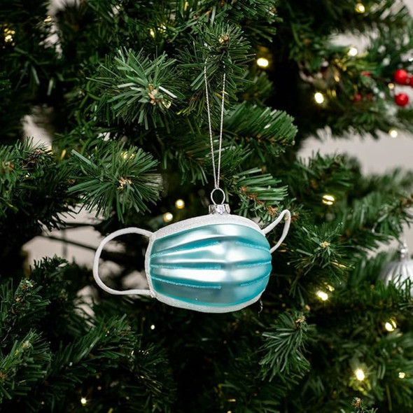 Kurt Adler Glass Ornament for Christmas Tree, Face Mask