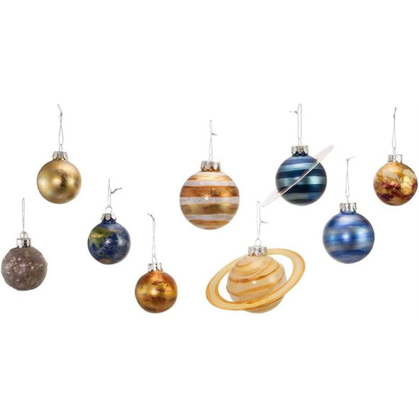 Kurt Adler Noble Gems Glass Ornaments, Solar System, 9-Piece Box Set