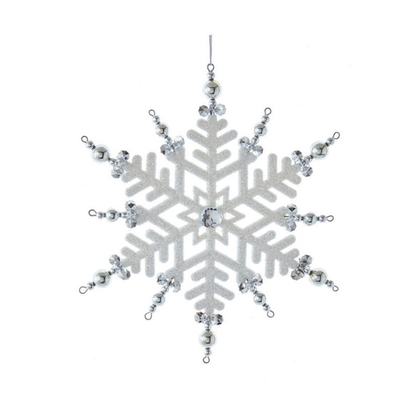 Kurt Adler Plastic Ornament for Christmas Tree, Silver Snowflake Kurt Adler Plastic Ornament for Christmas Tree, Silver Snowflake
