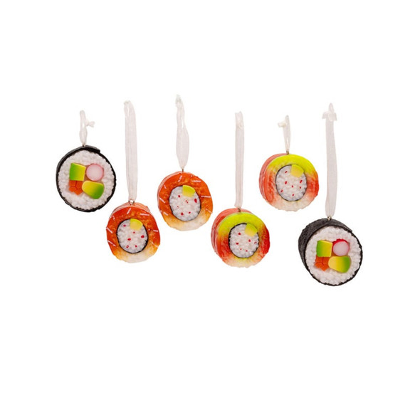Kurt Adler Paper Ornaments for Christmas Tree, Sushi Box (Set of 6)
