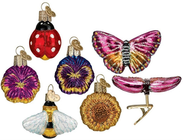 Old World Christmas Blown Glass Christmas Ornament, Mini Garden 6-Piece Ornament Set