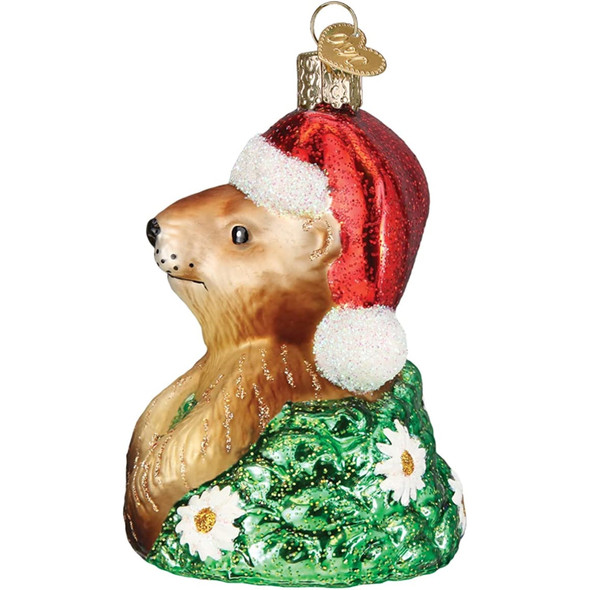 Old World Christmas Glass Blown Ornament for Christmas Tree, Santa Groundhog