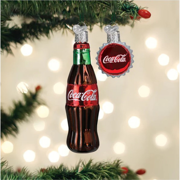 Old World Christmas Blown Glass Christmas Ornament, Coca-Cola Bottle and Cap (2-Piece Set)
