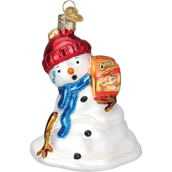 Old World Christmas Glass Blown Ornament for Christmas Tree, Flamin Hot Cheetos Snowman