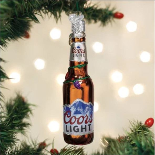 Old World Christmas Glass Blown Ornament for Christmas Tree, Holiday Coors Light Bottle