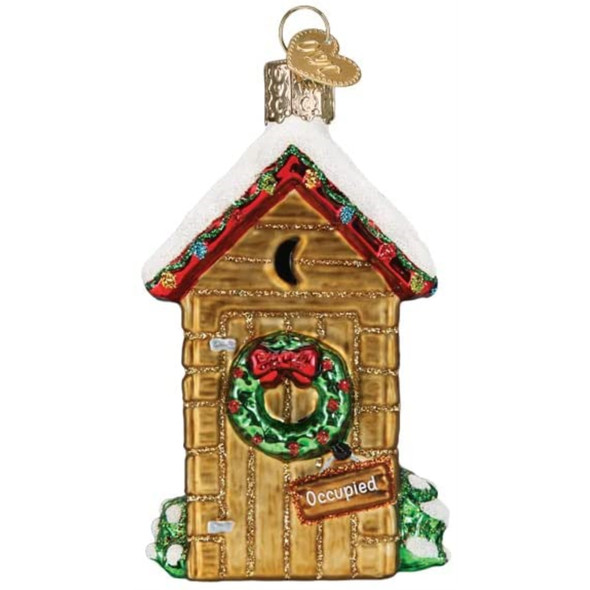 Old World Christmas Holiday Outhouse Glass Blown Ornament for Christmas Tree