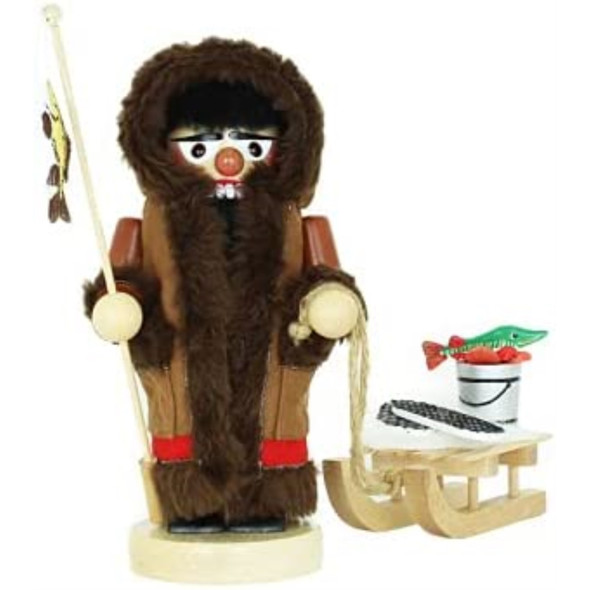 Kurt Adler Steinbach Wooden Chubby Nutcracker, Eskimo with Sleigh