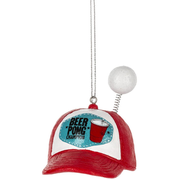 Ganz Resin Hanging Ornament for Christmas Tree, Champion Pong Hat