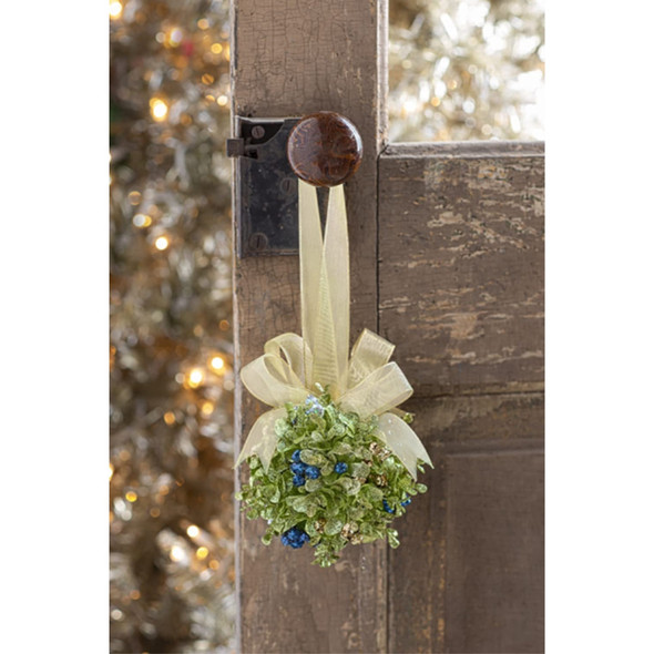Ganz Plastic Mistletoe Door Decor Kissball With Organza Ribbon, 5-inch Diameter