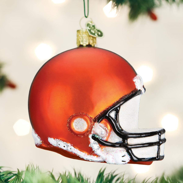 Old World Christmas Glass Blown Ornament For Christmas Tree, Cleveland Browns Helmet (With OWC Gift Box)