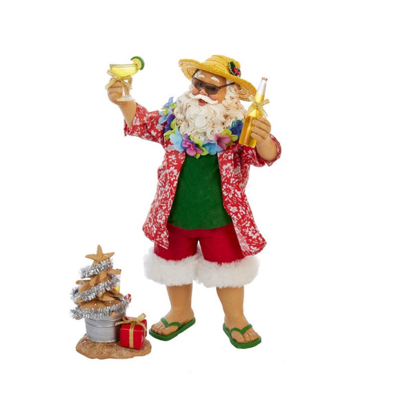 Kurt Adler Fabriche' Beach Santa, 10-Inch, 2-Piece set