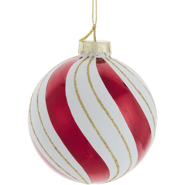 Kurt Adler Christmas Gold, Red and White Glass Ball Ornaments, 6-Piece Box