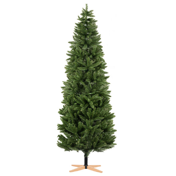 Tree Nest Artificial Christmas Tree Holiday Decoration With Wooden Stand, Green, 7.5 Feet