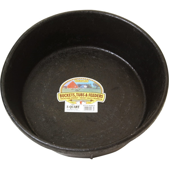 Little Giant Indoor Outdoor Heavy-Duty Rubber Feed Pan, 8 QT