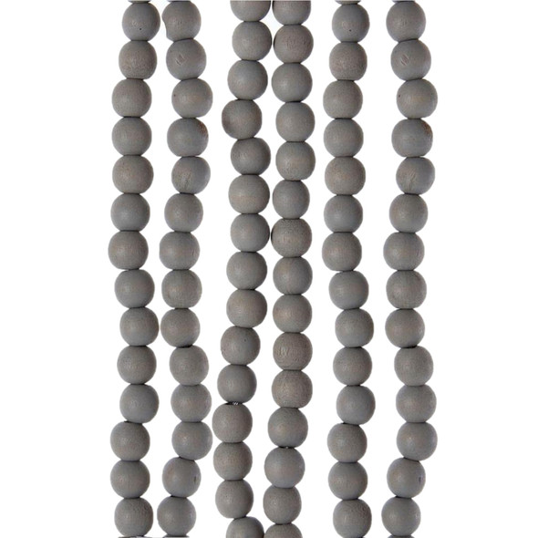 Kurt Adler Wooden Round Beaded Garland, Distressed Gray, 9ft