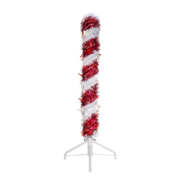 Kurt Adler Tinsel Candy Can Light Up Christmas Plastic Decoration, Red/White, 3 Feet