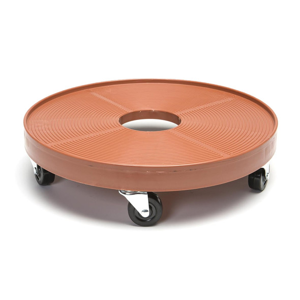 DeVault Heavy-Duty Plastic Ridged Plant Dolly, 5 Casters, 360° Mobility, 500lb — Terracotta Color, 16"