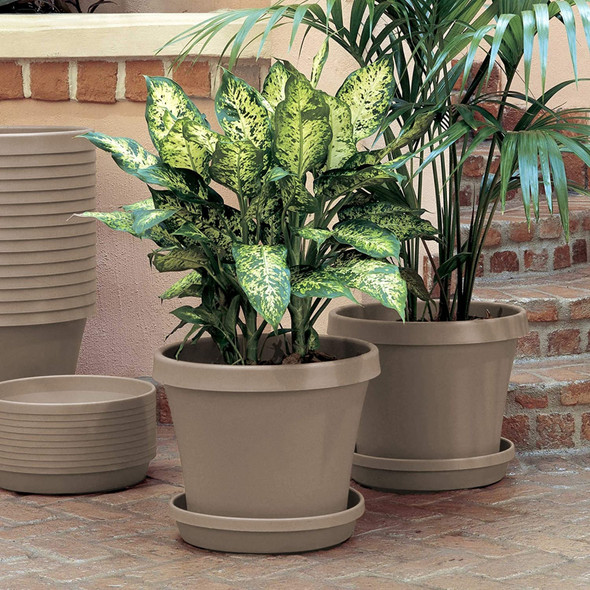 Bloem Terra Plastic In/Outdoor Flower Pot Planter, Pebble Stone Color