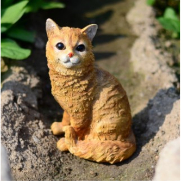 Michael Carr Sitting Cat Statue, Brown 11.5"