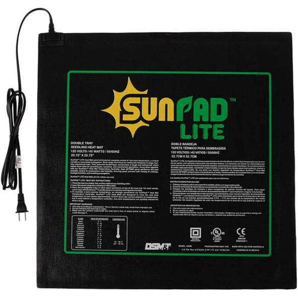 SUNPACK SunPad Lite 45W Seedling Heating Mat, Black, 20.75" x 20.75"