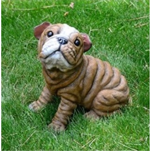 Michael Carr Designs Puppy Love Collection, Outdoor Resin Statue Figurine — Bulldog Puppy, 6.5” H