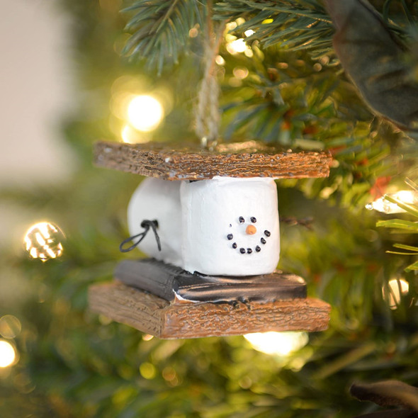 Ganz S'mores Resin Holiday Ornament, S'mores Snowman