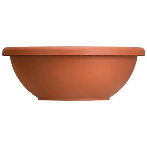 The HC Companies Garden Bowl with Removable Drain Plugs, Clay Color, 14in