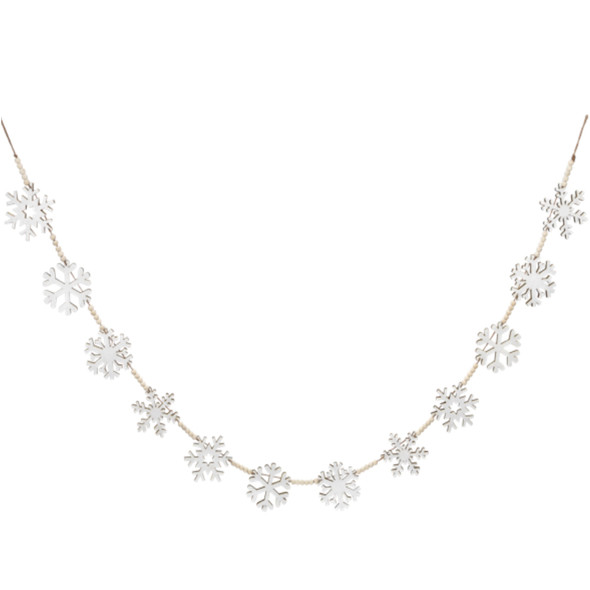 Ganz Wooden Christmas Decoration, Snowflake Garland, 94” Long