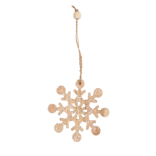 Ganz Natural Wooden Ornament for Christmas Tree, Snowflake (Pack of 9)
