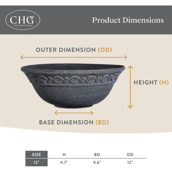 Classic Home and Garden Corinthian Resin Flower Pot Planter Bowl