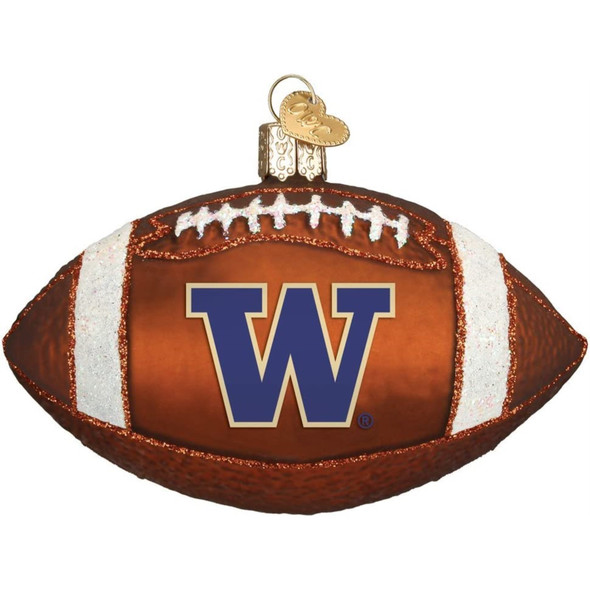 Old World Christmas Glass Blown Ornament for Tree, Washington Huskies Football (With OWC Gift Box)