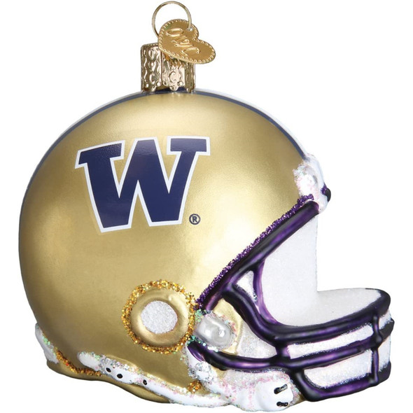 Old World Christmas Glass Blown Ornament for Tree, Washington Huskies Helmet (With OWC Gift Box)