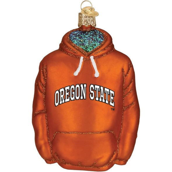 Old World Christmas Glass Blown Ornament for Tree, Oregon State Hoodie (With OWC Gift Box)