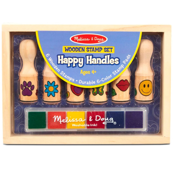 Melissa & Doug Happy Handles Wooden Stamp Set with 6 Stamps and 6 Colors