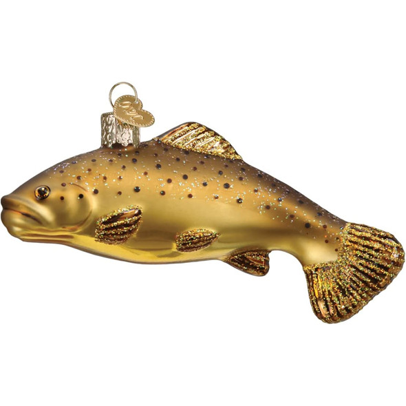 Old World Christmas Glass Blown Holiday Ornament For Tree, Brown Trout (With OWC Gift Box)
