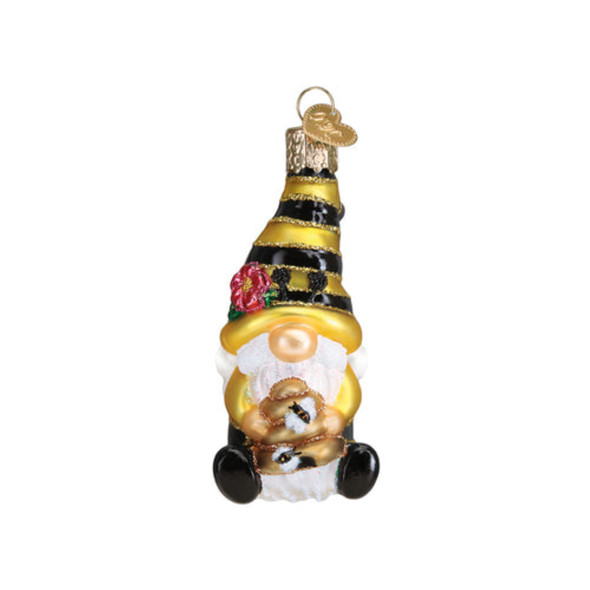 Old World Christmas Glass Blown Holiday Ornament For Tree, Bee Happy Gnome (With OWC Gift Box)