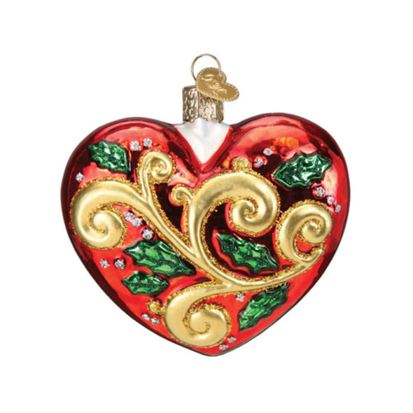 Old World Christmas Glass Blown Christmas Ornament, 2023 First Christmas Heart (With OWC Gift Box)