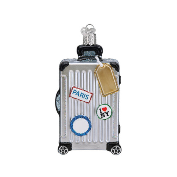 Old World Christmas Glass Blown Ornament for Christmas Tree, Rolling Suitcase