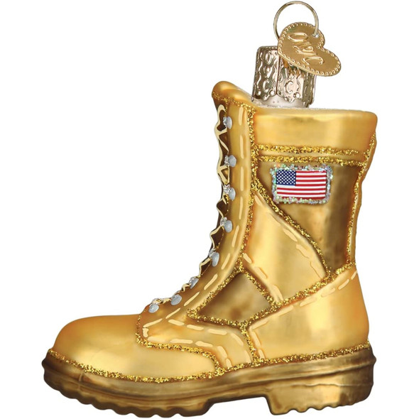 Old World Christmas Glass Blown Ornament for Christmas Tree, Military Combat Boot
